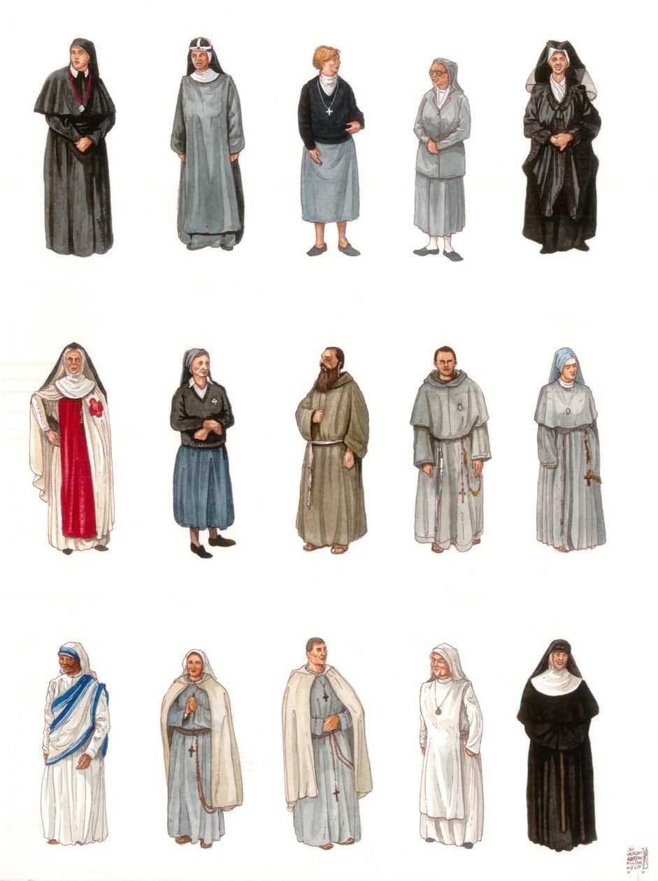 Trajes y vestidos de monjas, monjes en el siglo XX. de Giorgio Albertini