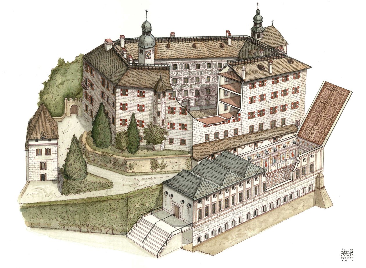 Arquitectura renacentista: reconstrucción del castillo de Ambras de Giorgio Albertini