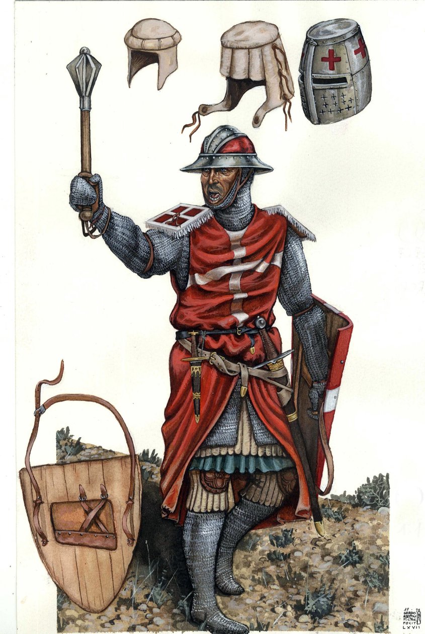 Representación de un sargento de la Orden de San Juan de Jerusalén (u Orden del Hospital o más sencillamente los Hospitalarios) siglo XIII. de Giorgio Albertini