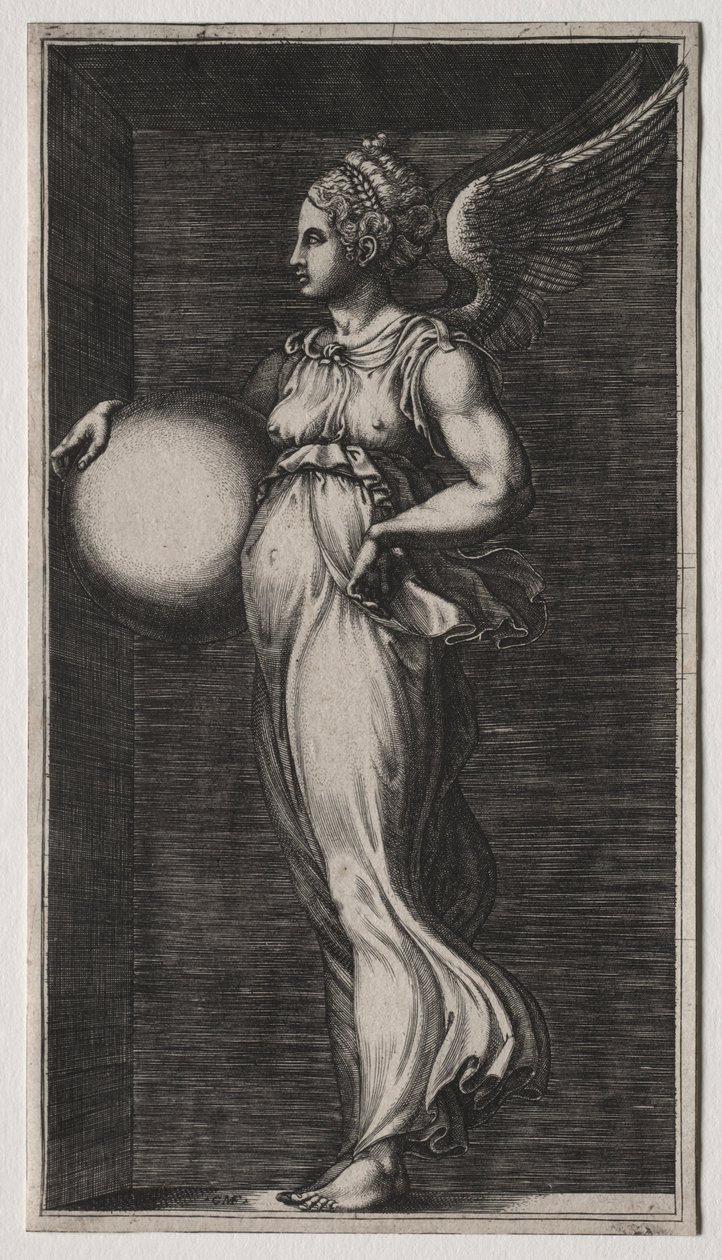 Figura Alegórica Sosteniendo una Esfera, mediados de 1560s de Giorgio Ghisi
