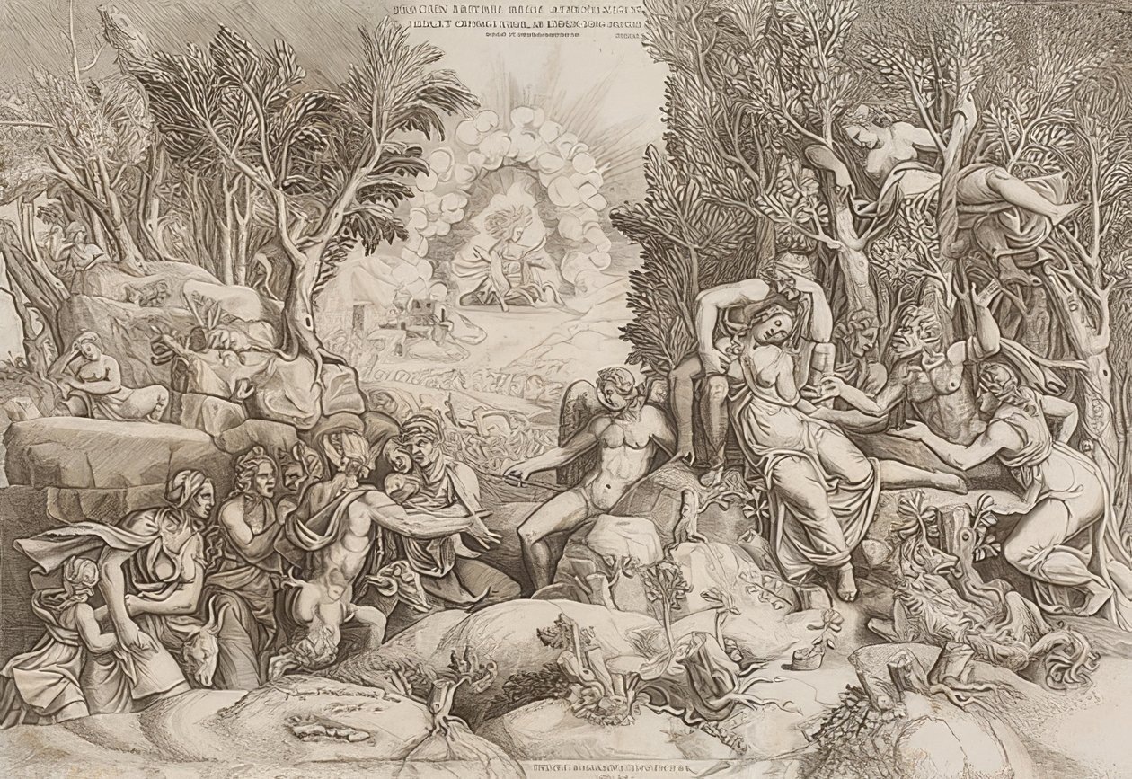 Céfalo lamenta la muerte de Procris (después de un dibujo de Giulio Romano) de Giorgio Ghisi