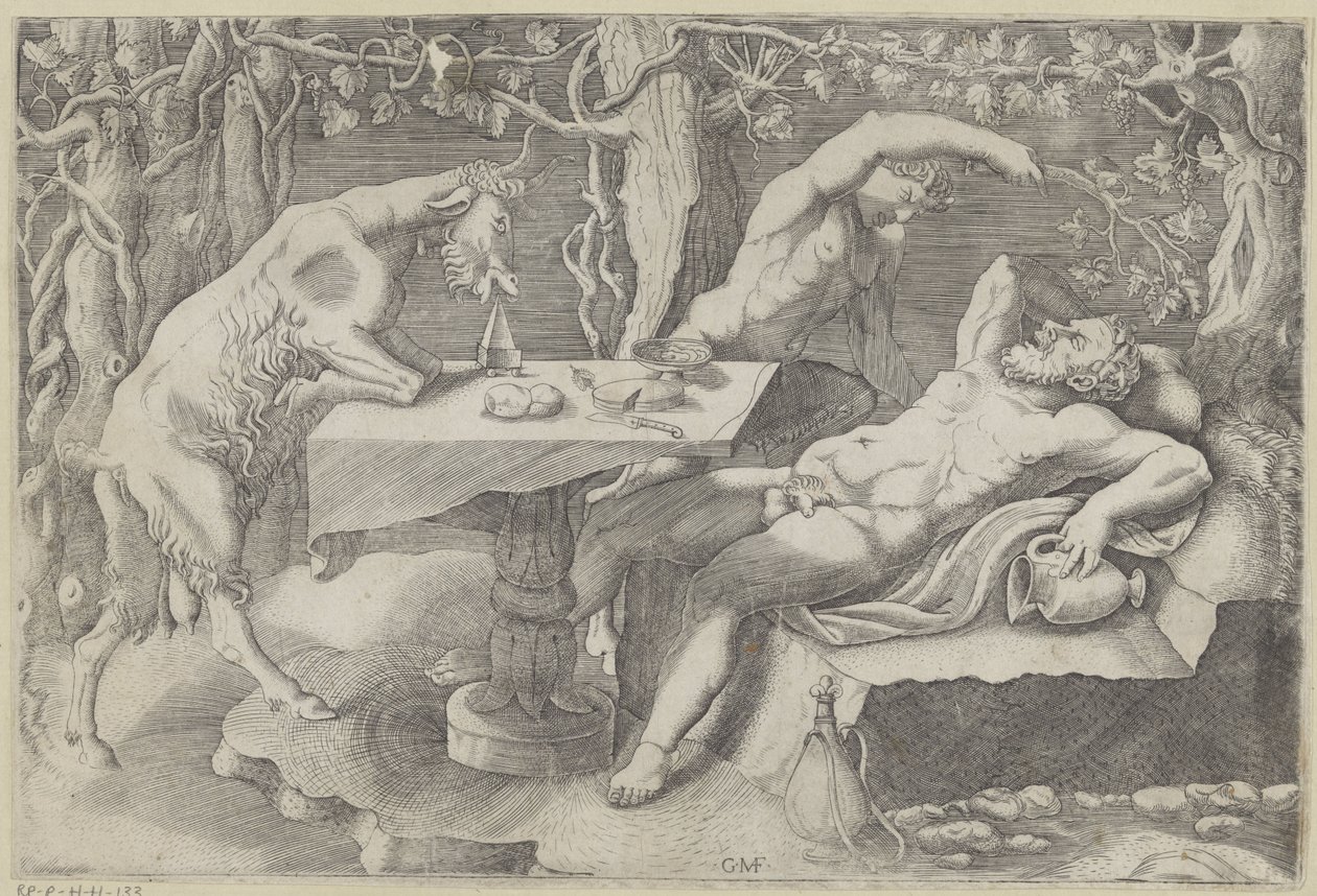 Sileno, een sater en een geit Slapende Silenus de Giorgio Ghisi
