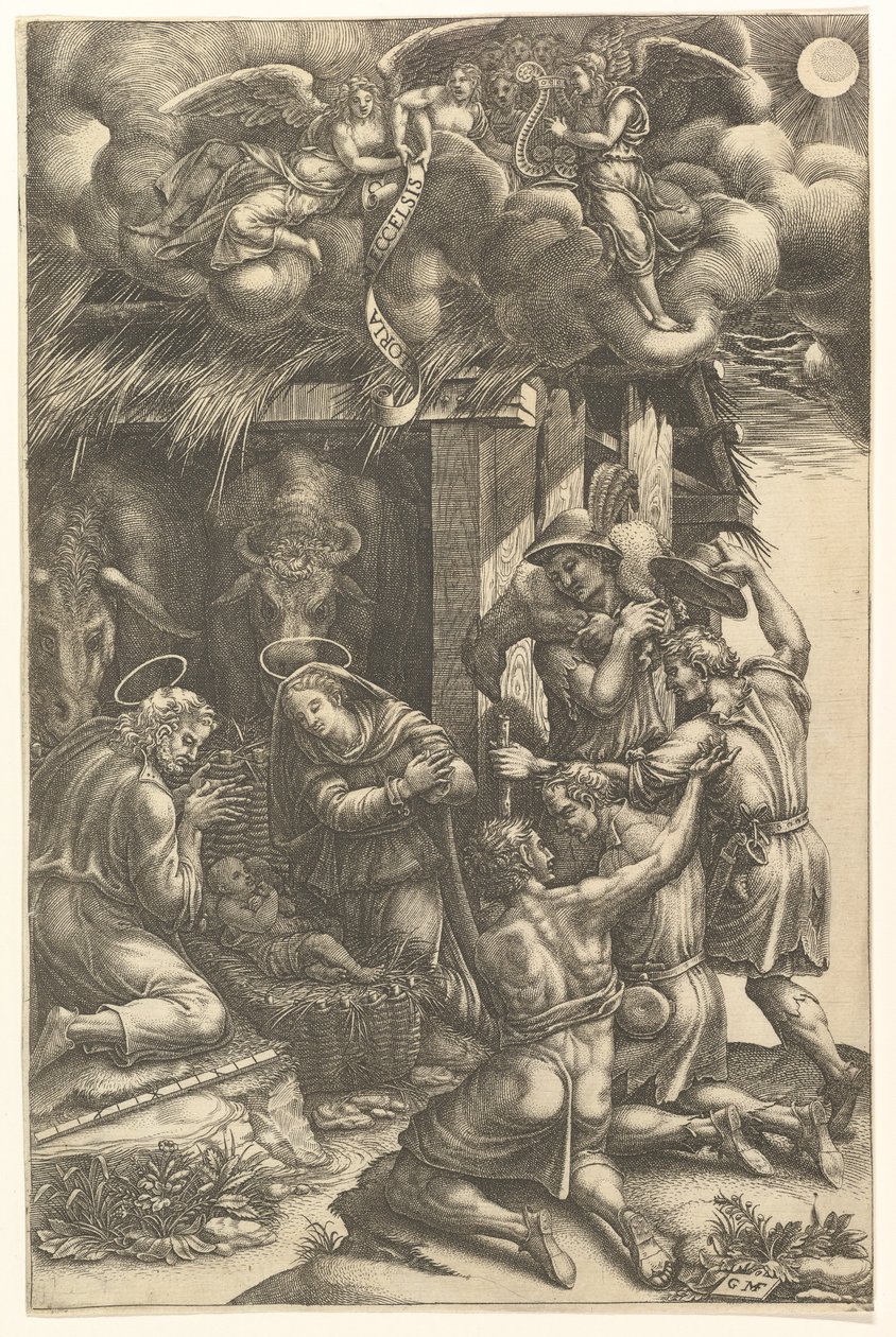La adoración de los pastores, finales de 1570 de Giorgio Ghisi