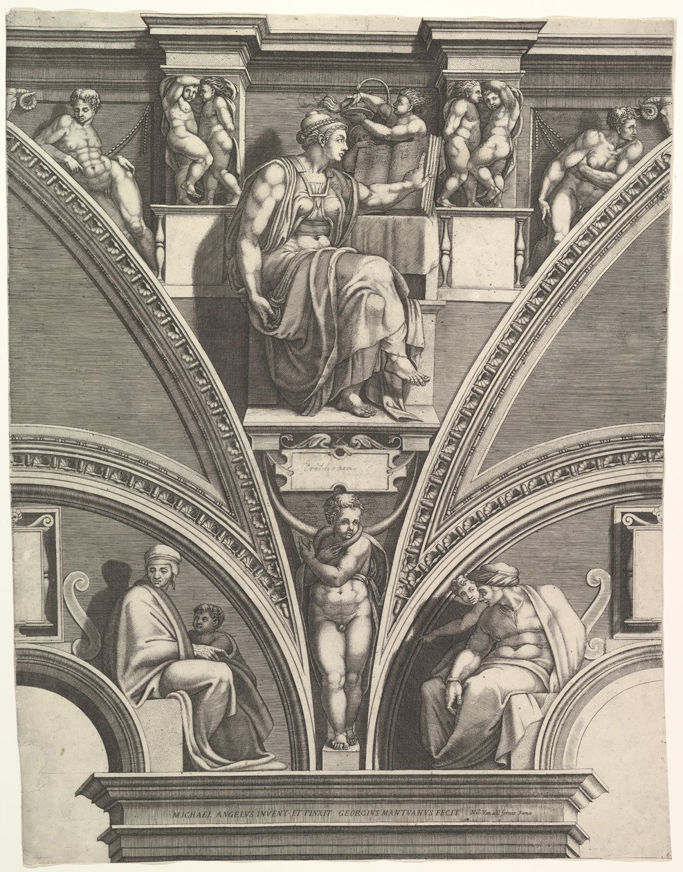 La Sibila Eritrea, de la serie de Profetas y Sibilas en la Capilla Sixtina, 1570-75 de Giorgio Ghisi