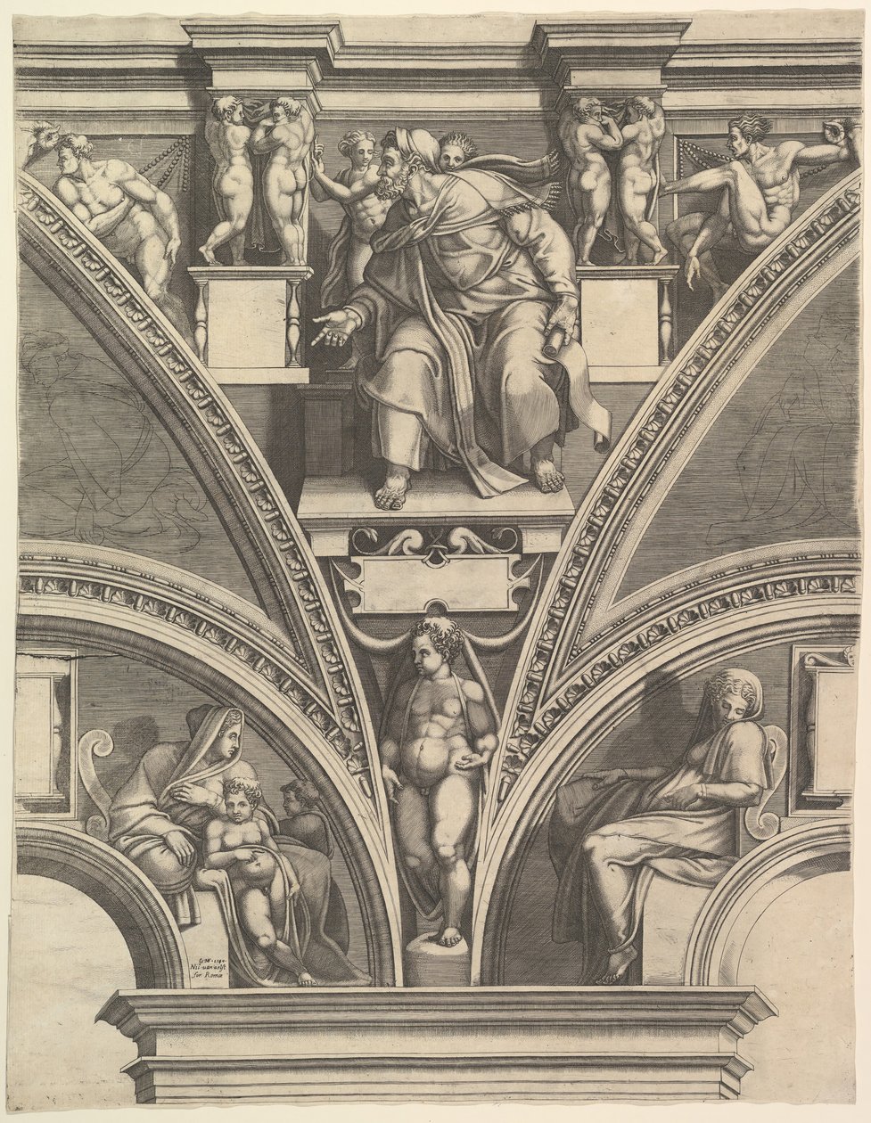 El profeta Ezequiel, de la serie de Profetas y Sibilas en la Capilla Sixtina, 1570-75 de Giorgio Ghisi