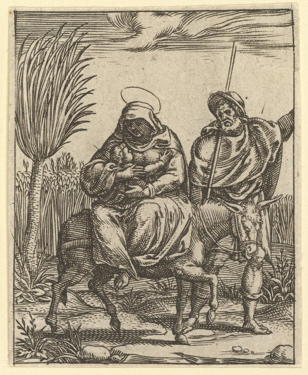 La Virgen de los Dolores: La huida a Egipto, uno de los nueve compartimentos circundantes de..., antes de 1575 de Giorgio Ghisi