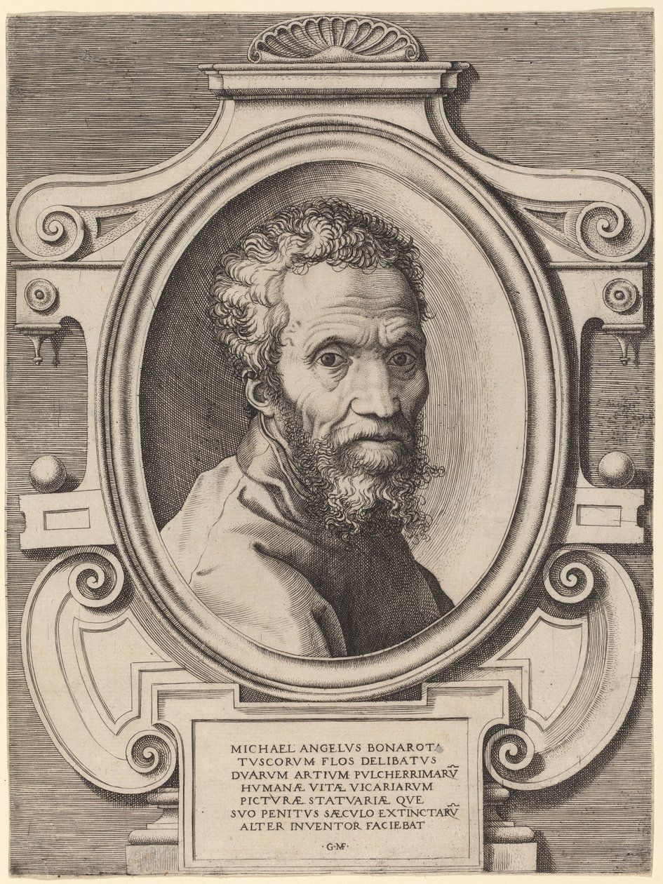 Miguel Ángel Buonarroti de Giorgio Ghisi, after Marcello Venusti