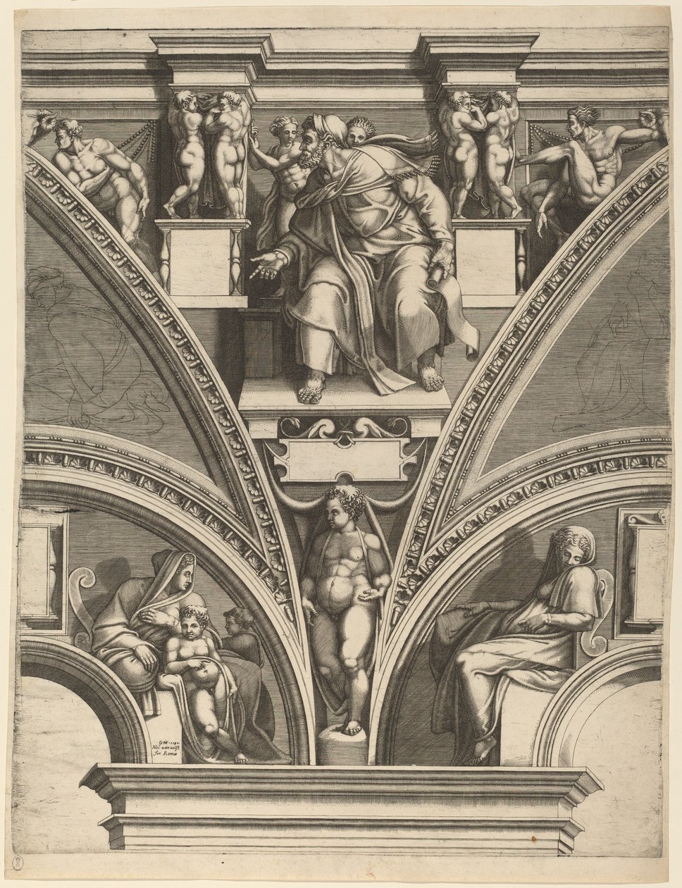 El profeta Ezequiel de Giorgio Ghisi after Michelangelo