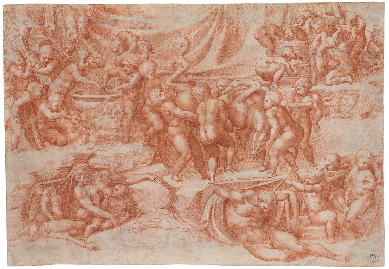 Una bacanal de niños, después de Miguel Ángel de Giorgio Giulio Clovio