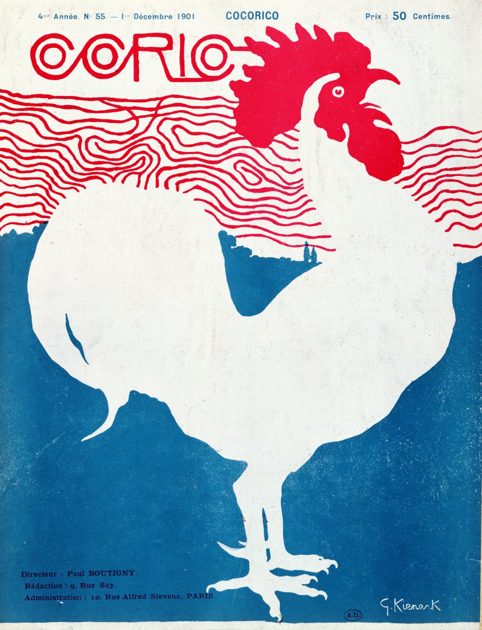 Portada de la revista "Cocorico", diciembre de 1901 (litografía en color) de Giorgio Kienerk
