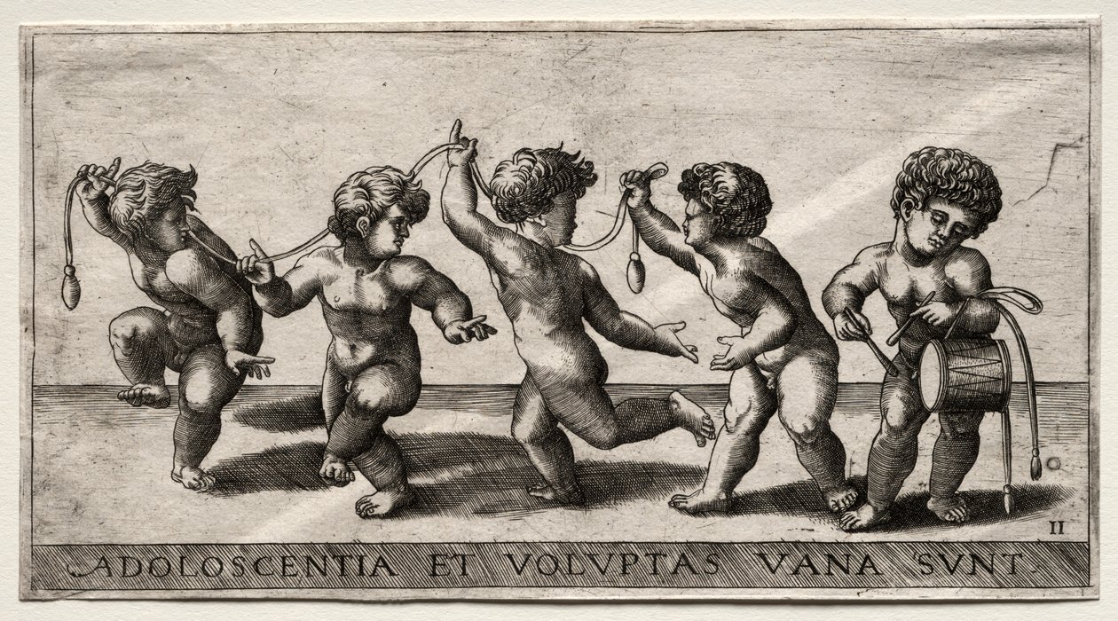 Niños bailando al son de un tambor, mediados del siglo XVI de Giorgio Reverdino