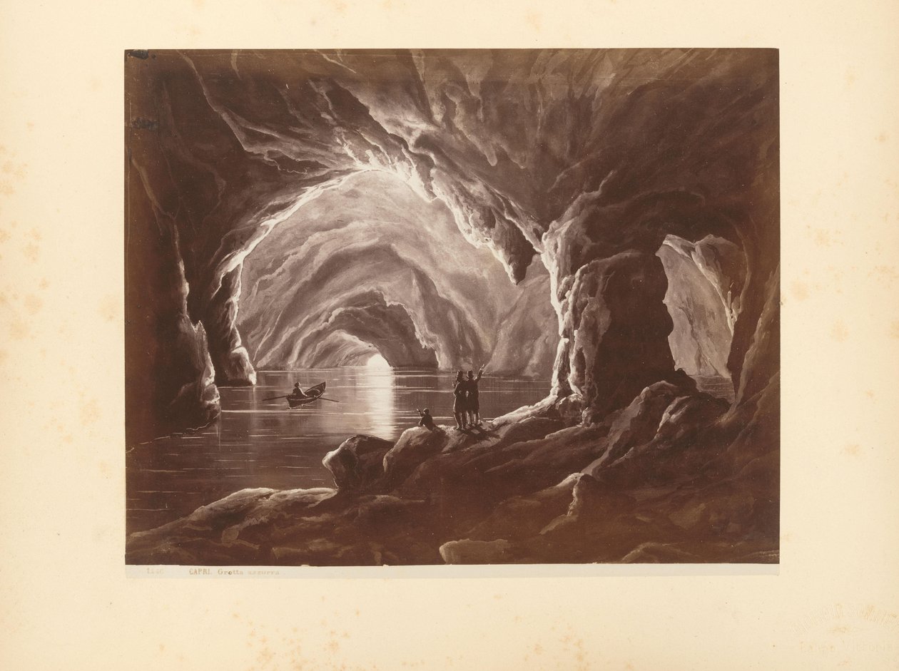 Reproducción fotográfica de un grabado de la Grotta Azzurra en Capri de Giorgio Sommer