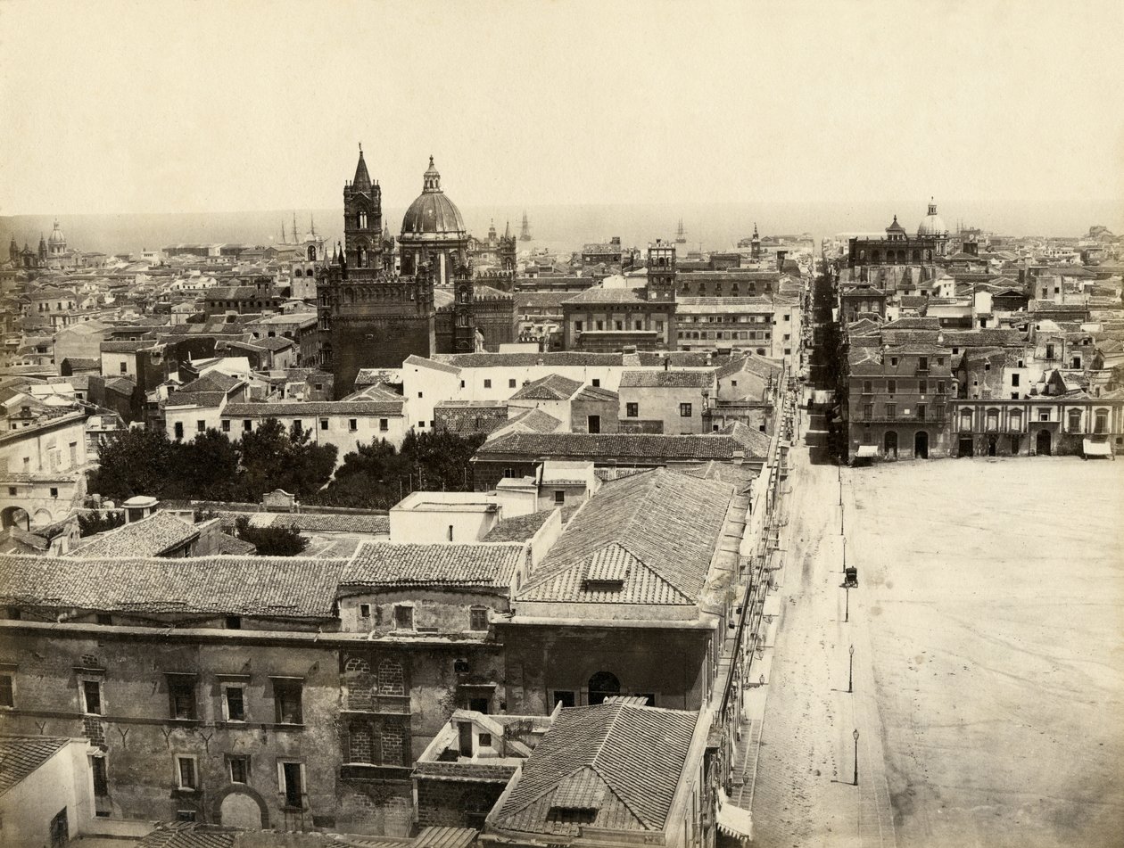 Vista de Palermo desde Porta Nuova, Sicilia, Italia, fotografía de Giorgio Sommer de Giorgio Sommer