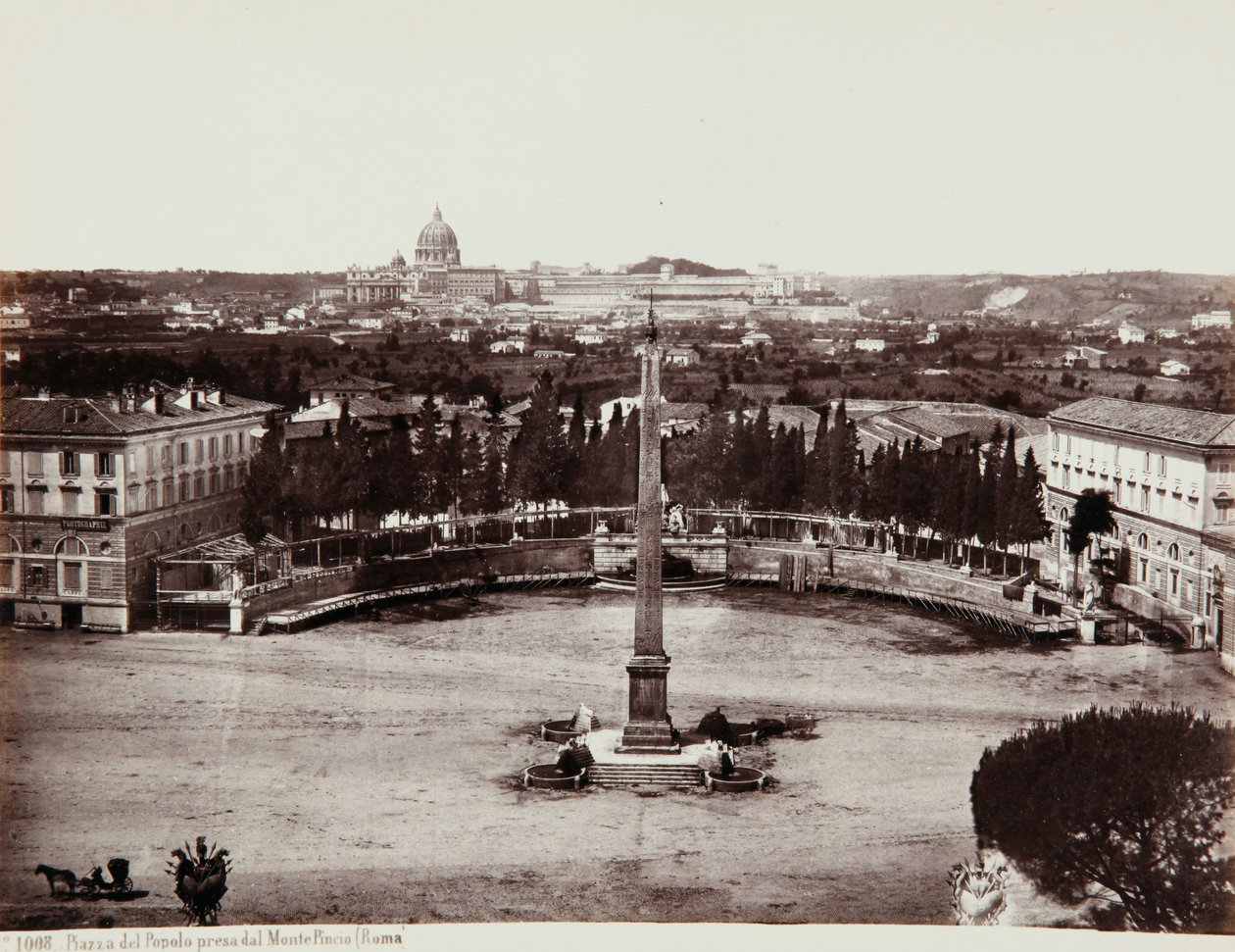Vista de la Piazza del Popolo desde el Pincio, Roma de Giorgio Sommer