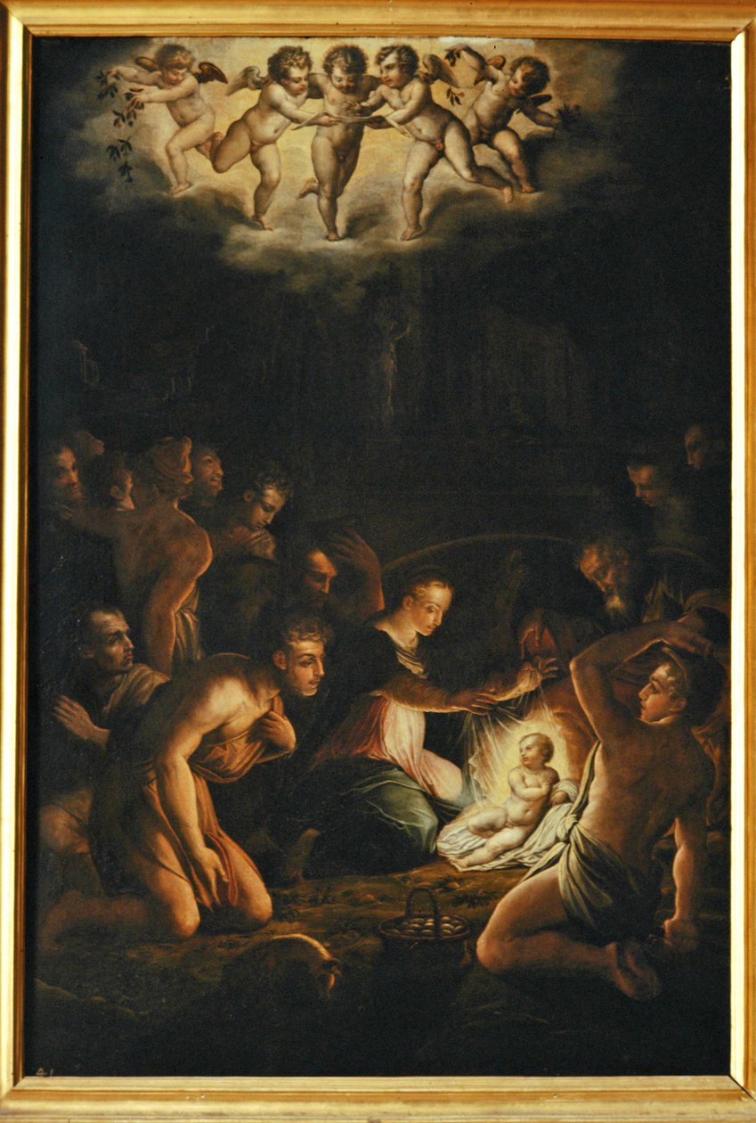 Adoración de los pastores. Hacia 1550 (pintura sobre lienzo) de Giorgio Vasari
