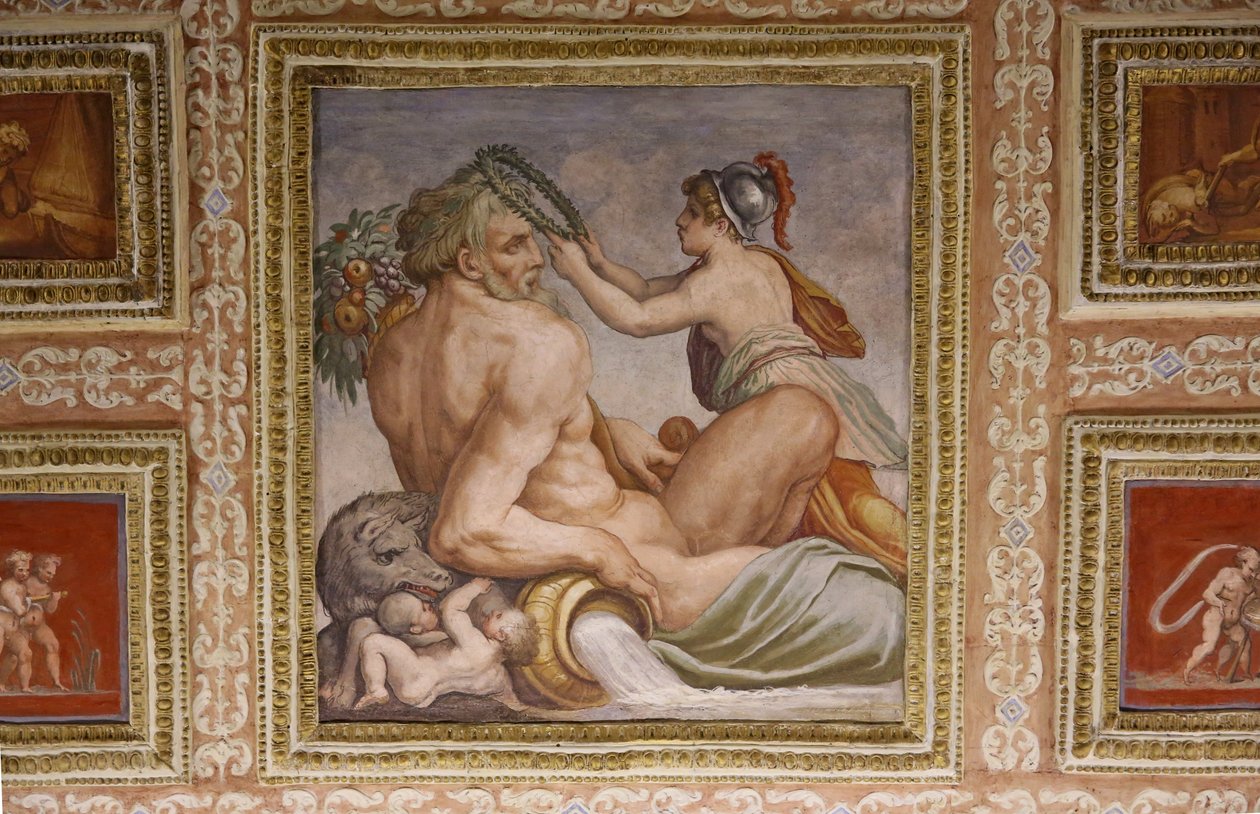 (detalle) Ceres amamantando a Triptolemo, techo de Altoviti de Giorgio Vasari