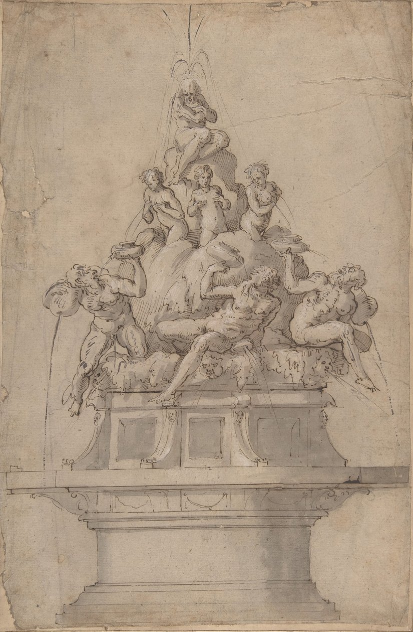 Diseño para una fuente con dioses del río y ninfas de Giorgio Vasari
