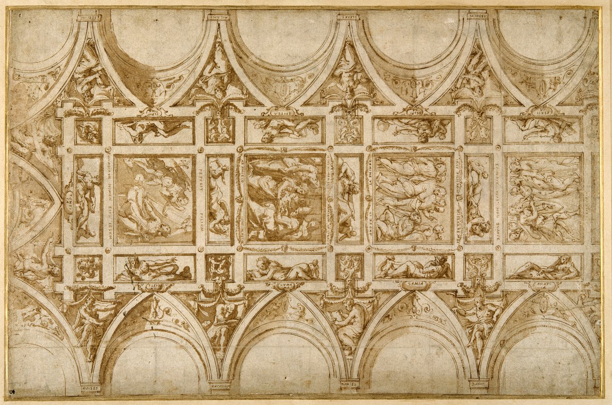 Diseño para el techo del refectorio del Colegio Jesuita en Cortona de Giorgio Vasari