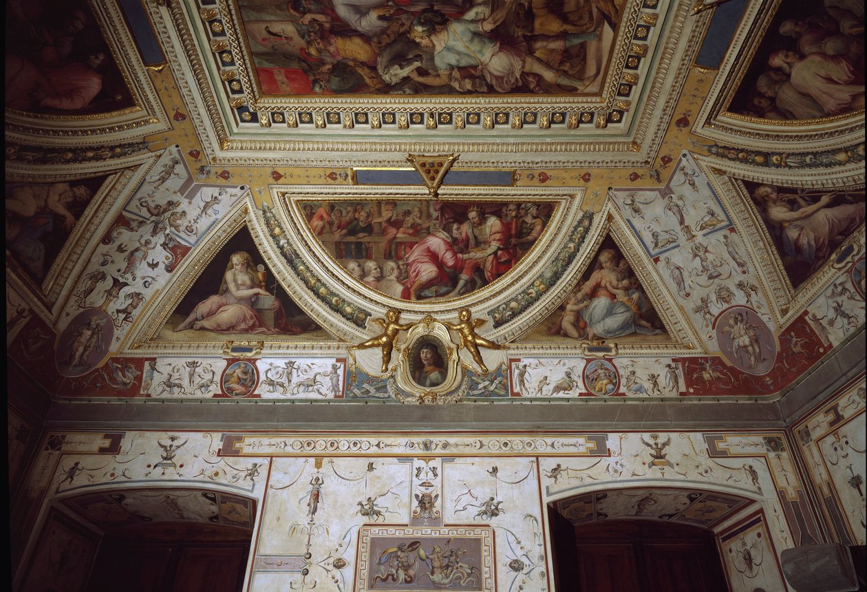 (detalle) de la sala de Lorenzo el Magnífico representando su visita a Nápoles de Giorgio Vasari
