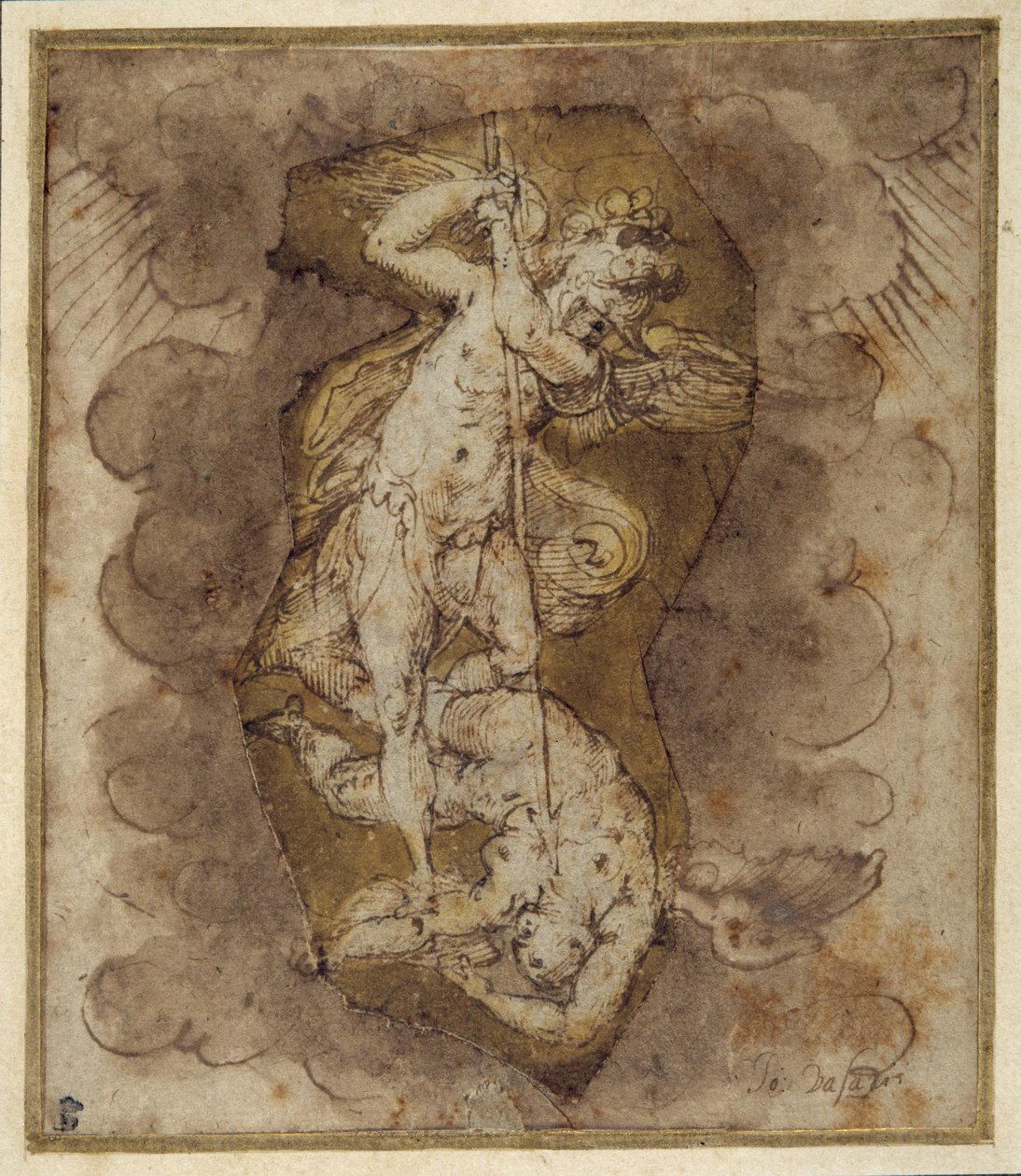 Dibujo para los ángeles de la bóveda de San Miguel, c.1511-74 (pluma, tinta y aguada) de Giorgio Vasari