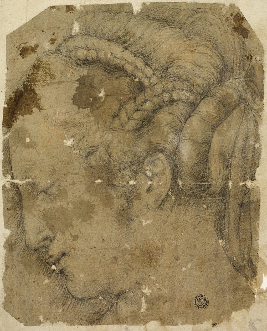 Cabeza femenina en perfil hacia la izquierda de Giorgio Vasari