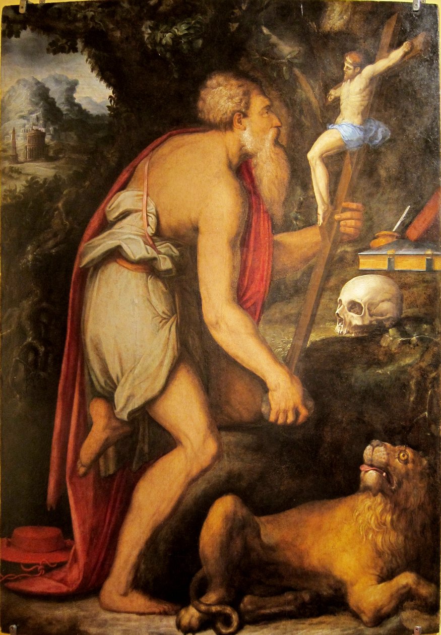 Francés: Saint Jérôme en méditation. de Giorgio Vasari