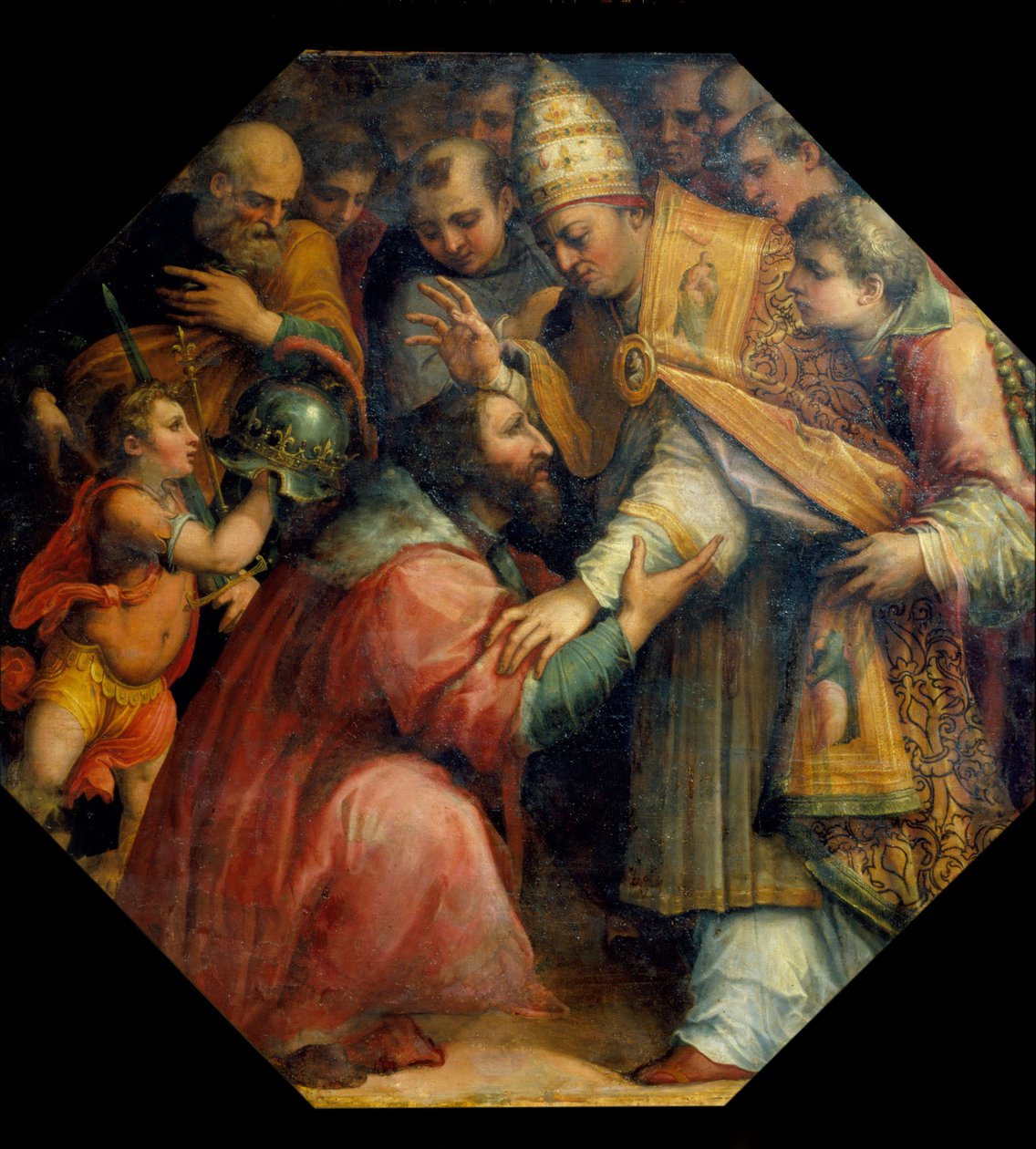 Encuentro de Francisco I y León X en Bolonia (Concordato de Bolonia de 1517), c.1558-62 (óleo) de Giorgio Vasari