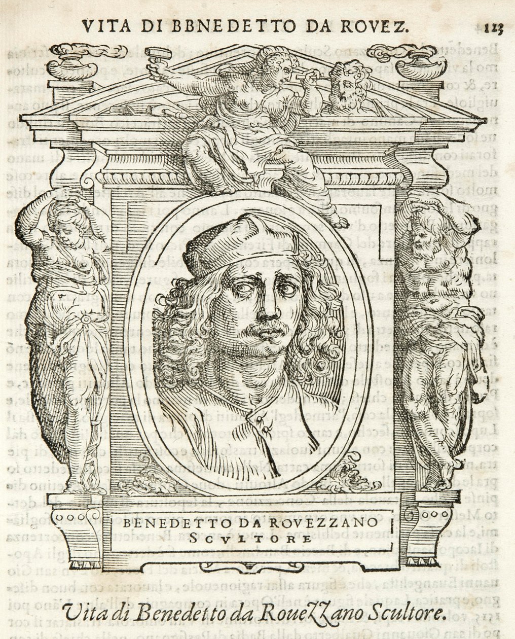 Milán, Biblioteca Braidense, Vite de piv excellent, Giorgio Vasari 1568, Benedetto da Rovezzano de Giorgio Vasari