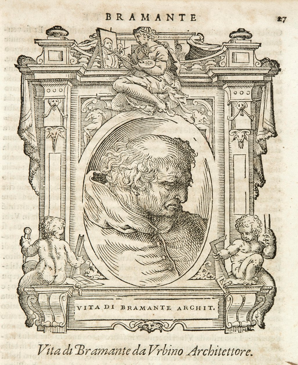 Milán, Biblioteca Braidense, Vidas de piv excelentes, Giorgio Vasari 1568, Bramante de Giorgio Vasari