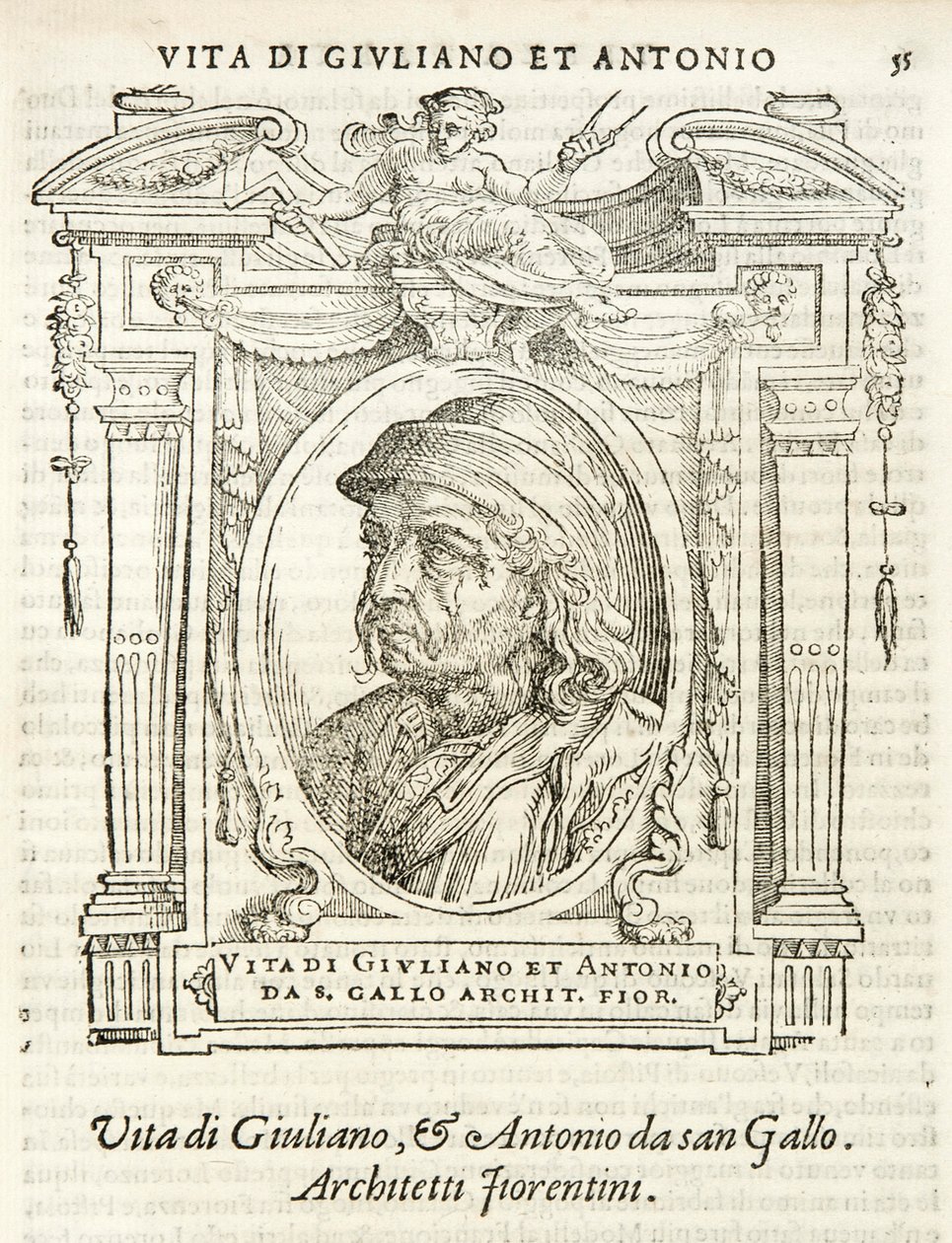 Milán, Biblioteca Braidense, Vite de piv excellent, Giorgio Vasari 1568, Giuliano y Antonio da Sangallo de Giorgio Vasari