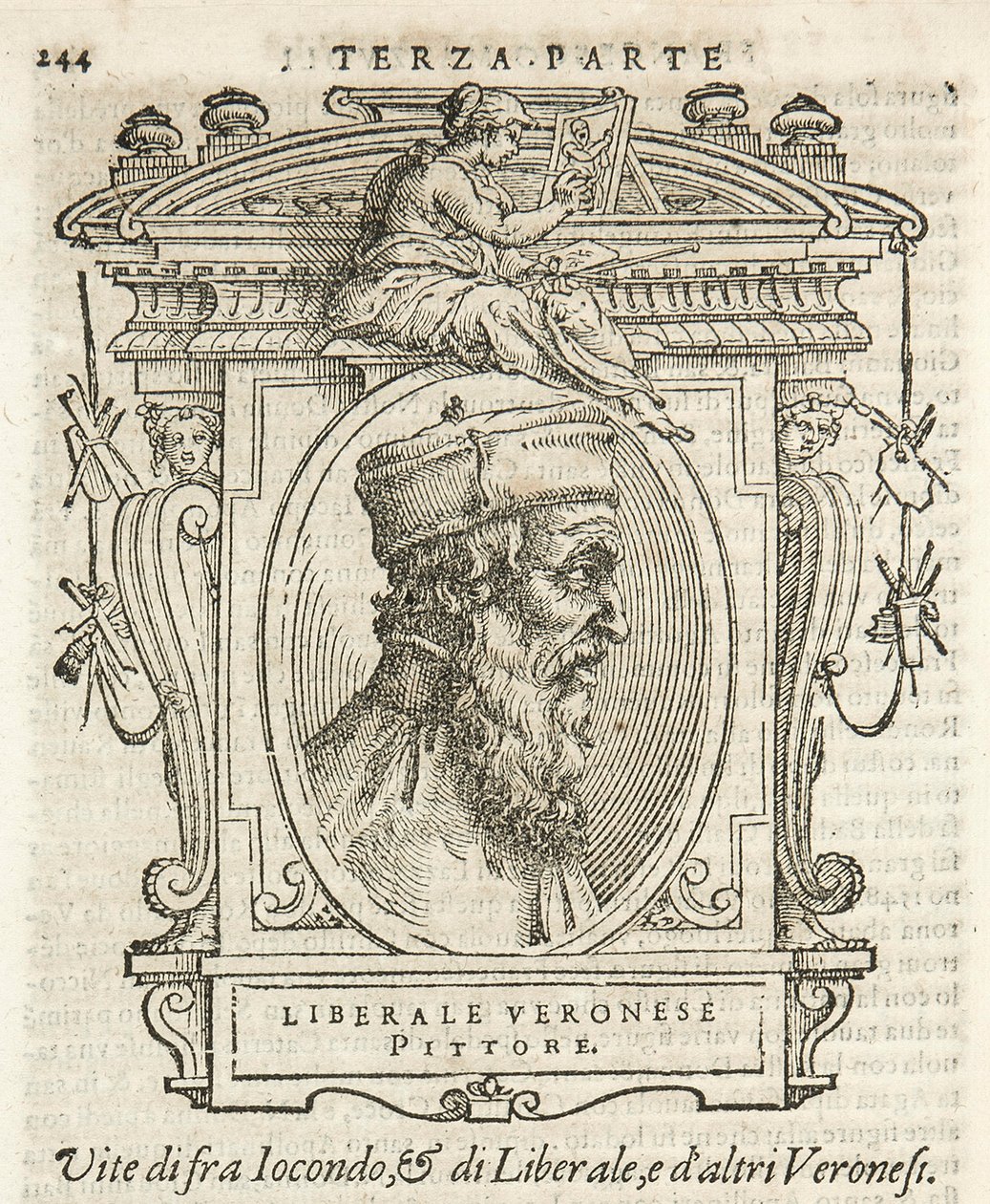 Milán, Biblioteca Braidense, Vite de piv excellent, Giorgio Vasari 1568, Liberal de Jacopo da Verona de Giorgio Vasari