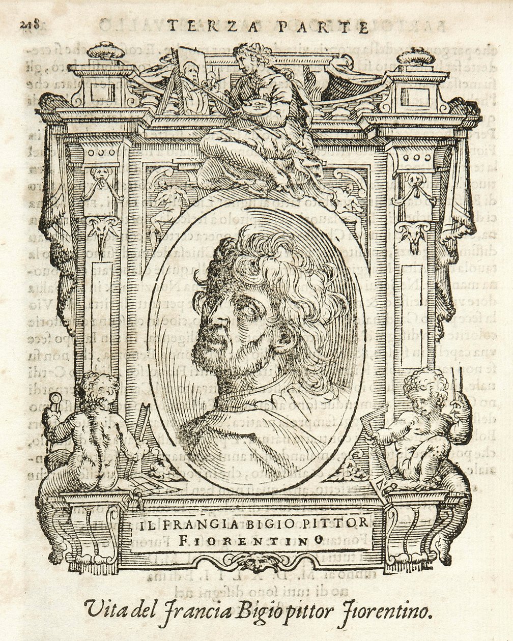 Milán, Biblioteca Braidense, Vite de piv excellent, Giorgio Vasari 1568, Francesco di Cristofano llamado Il Franciabigio de Giorgio Vasari