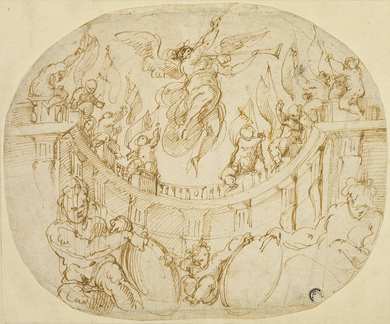 Estudio para alegoría de dos Quartieri de Florencia de Giorgio Vasari
