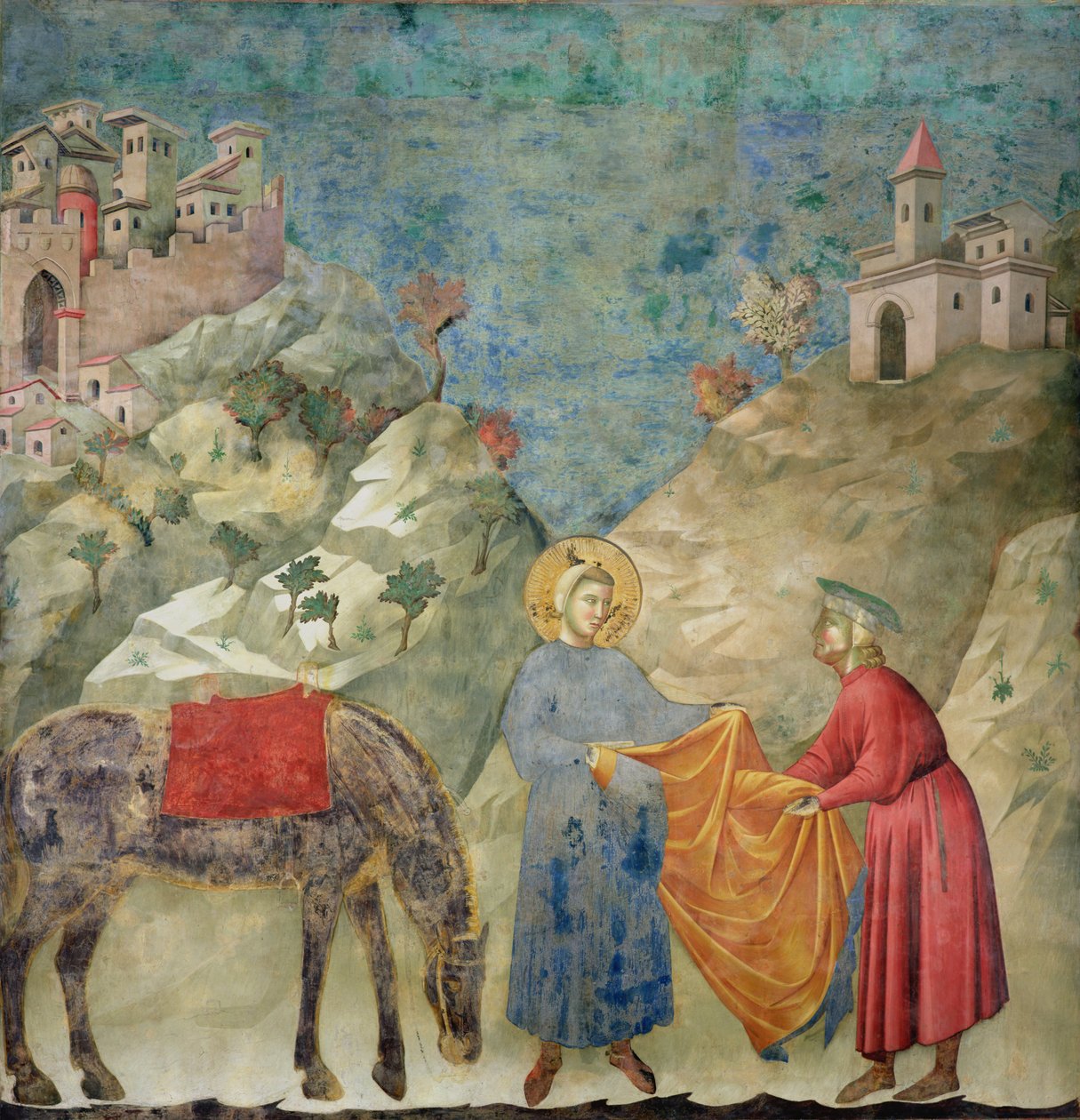San Francisco da su abrigo a un extraño, 1296-97 de Giotto di Bondone