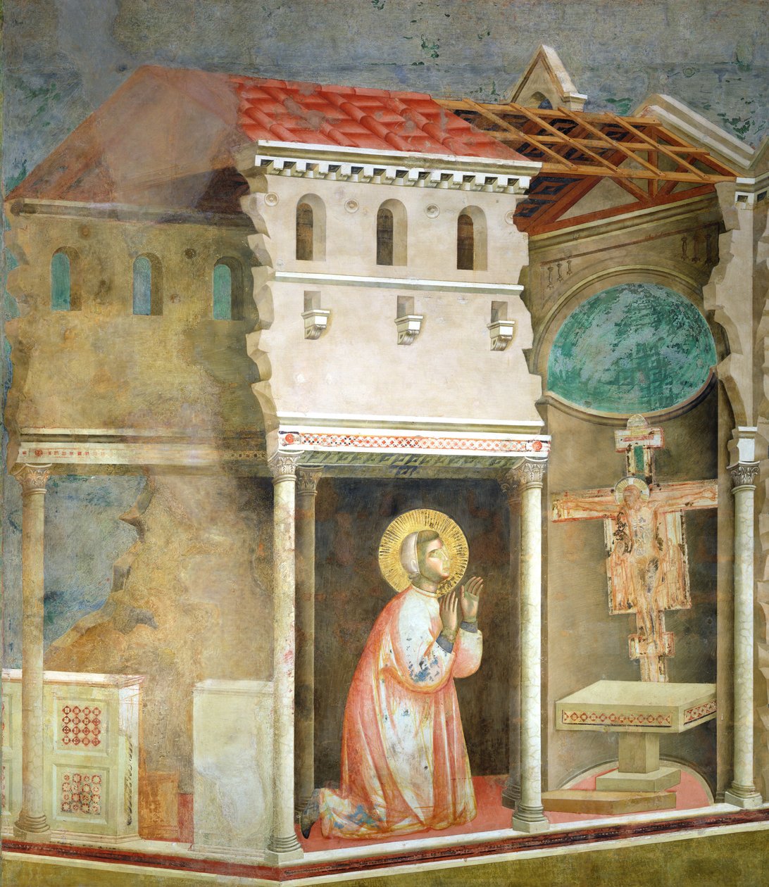 San Francisco rezando en la iglesia de San Damiano, 1297-99 de Giotto di Bondone