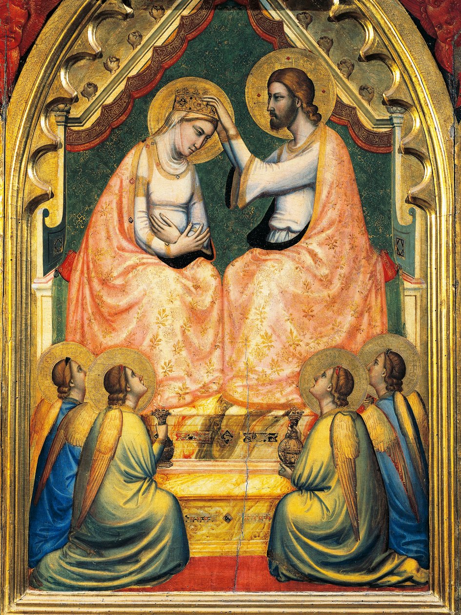 Italia, Florencia, Basílica de la Santa Cruz, Capilla Bandini Baroncelli, Coronación de la Virgen, por Giotto, fresco, detalle de Giotto (c.1266 1337)