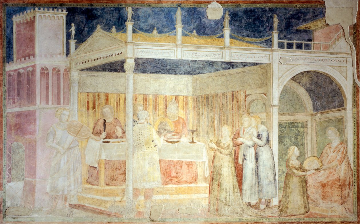 Italia, Florencia, Basílica de Santa Croce, Capilla Peruzzi, Banquete de Herodes (detalle) de Giotto (c.1266 1337)