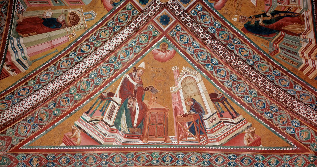 Los Doctores de la Iglesia: Papa Gregorio I el Grande (fresco) de Giotto (c.1266 1337)