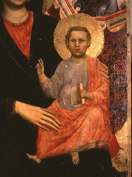 Niño Jesús de la Madonna y el Niño en el Trono de Giotto di Bondone