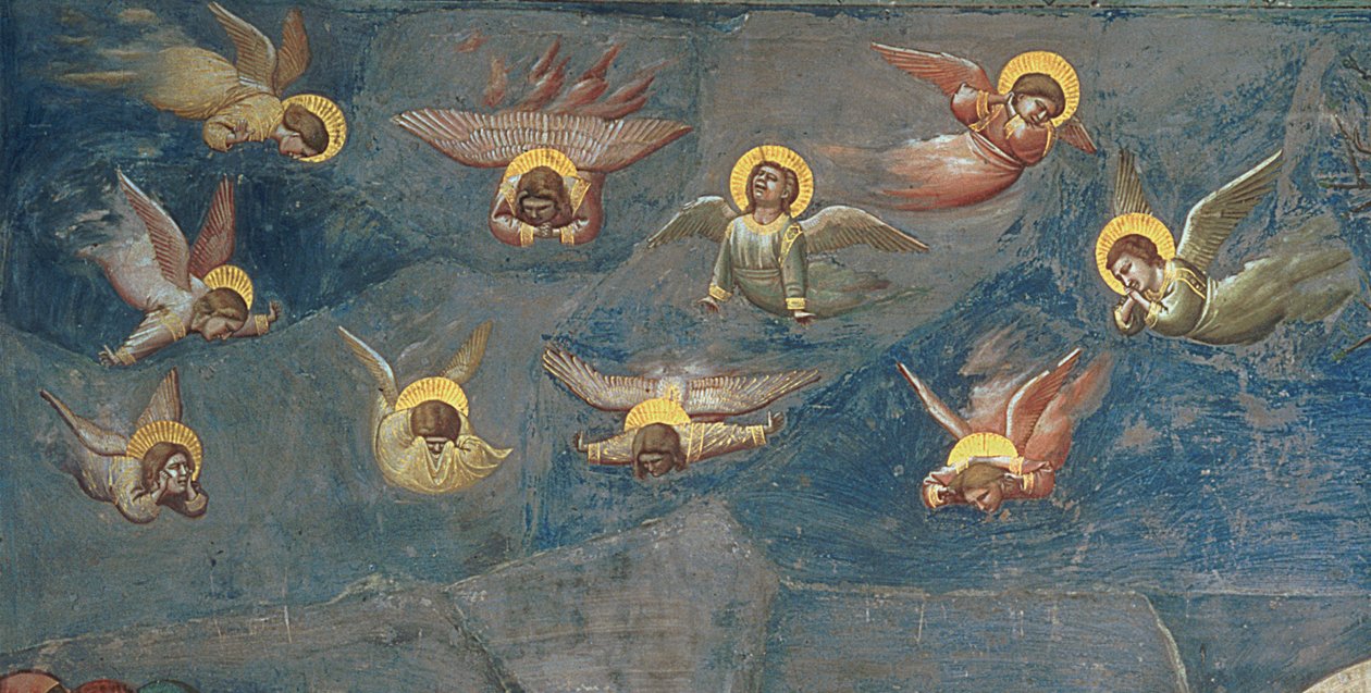 (detalle) de putti de La Lamentación de Cristo, c.1305 de Giotto di Bondone