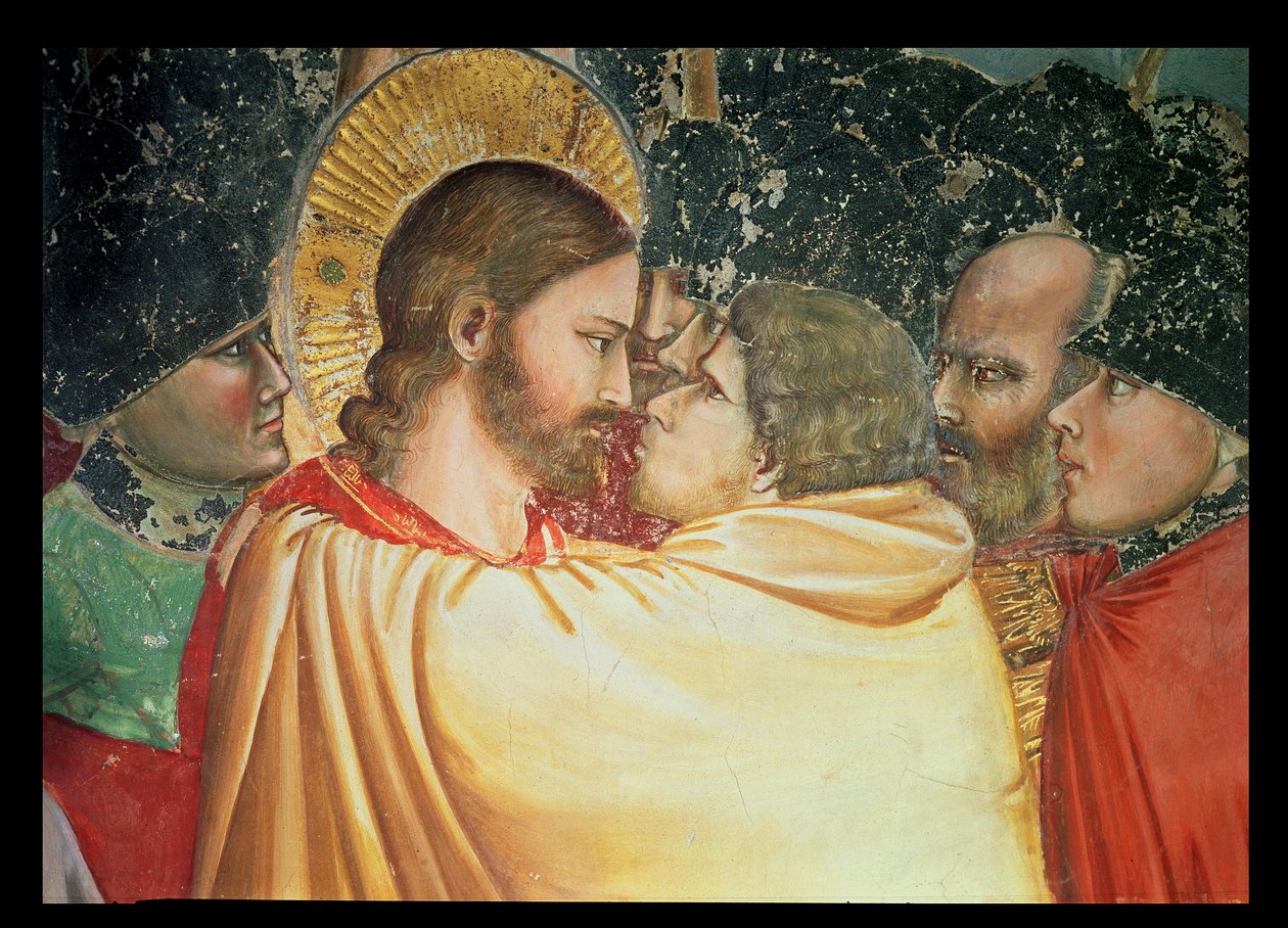 La traición de Cristo, (detalle) del beso, c.1305 de Giotto di Bondone