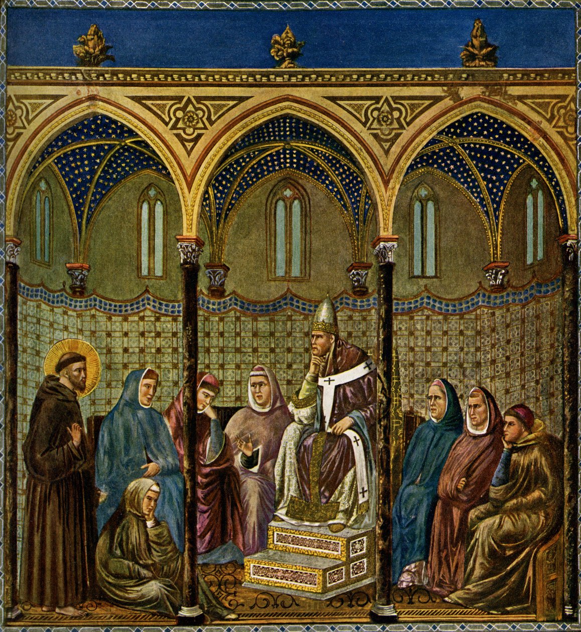 San Francisco de Asís predica al Papa Honorio III de Giotto di Bondone