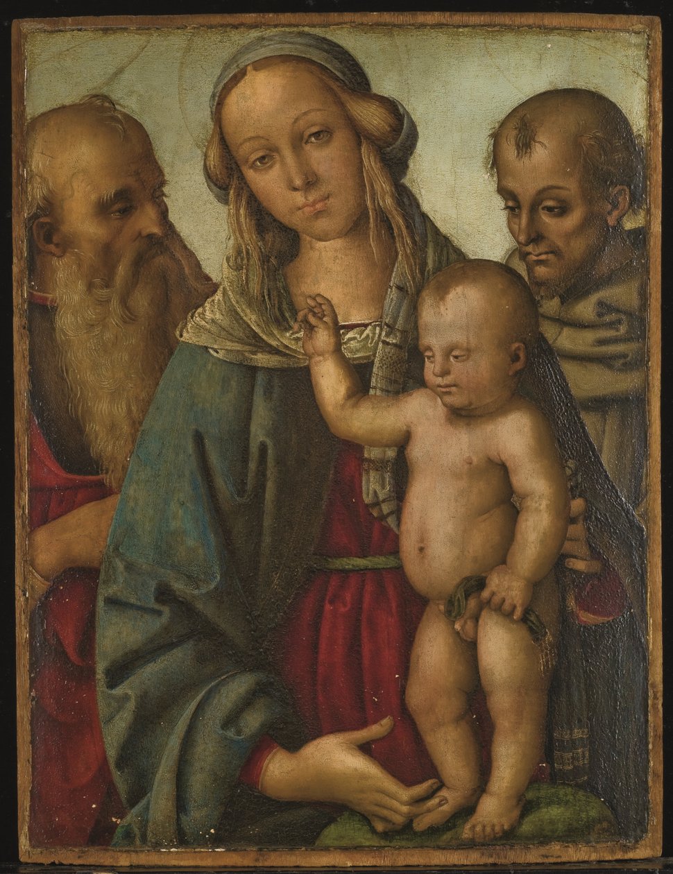 Virgen con el Niño y santos Jerónimo y Francisco (óleo sobre tabla) de Giovan Maria di Bartolomeo Bacci di (1450 1510) Belforte