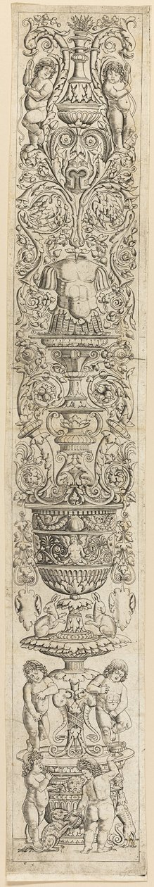 Cuatro niños con un gato y un perro, lámina nueve de Doce paneles decorativos de Giovan Pietro Birago