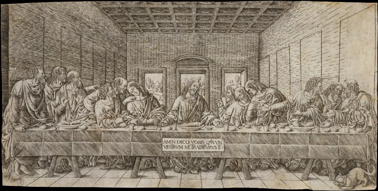 La última cena, con un spaniel de Giovan Pietro Birago