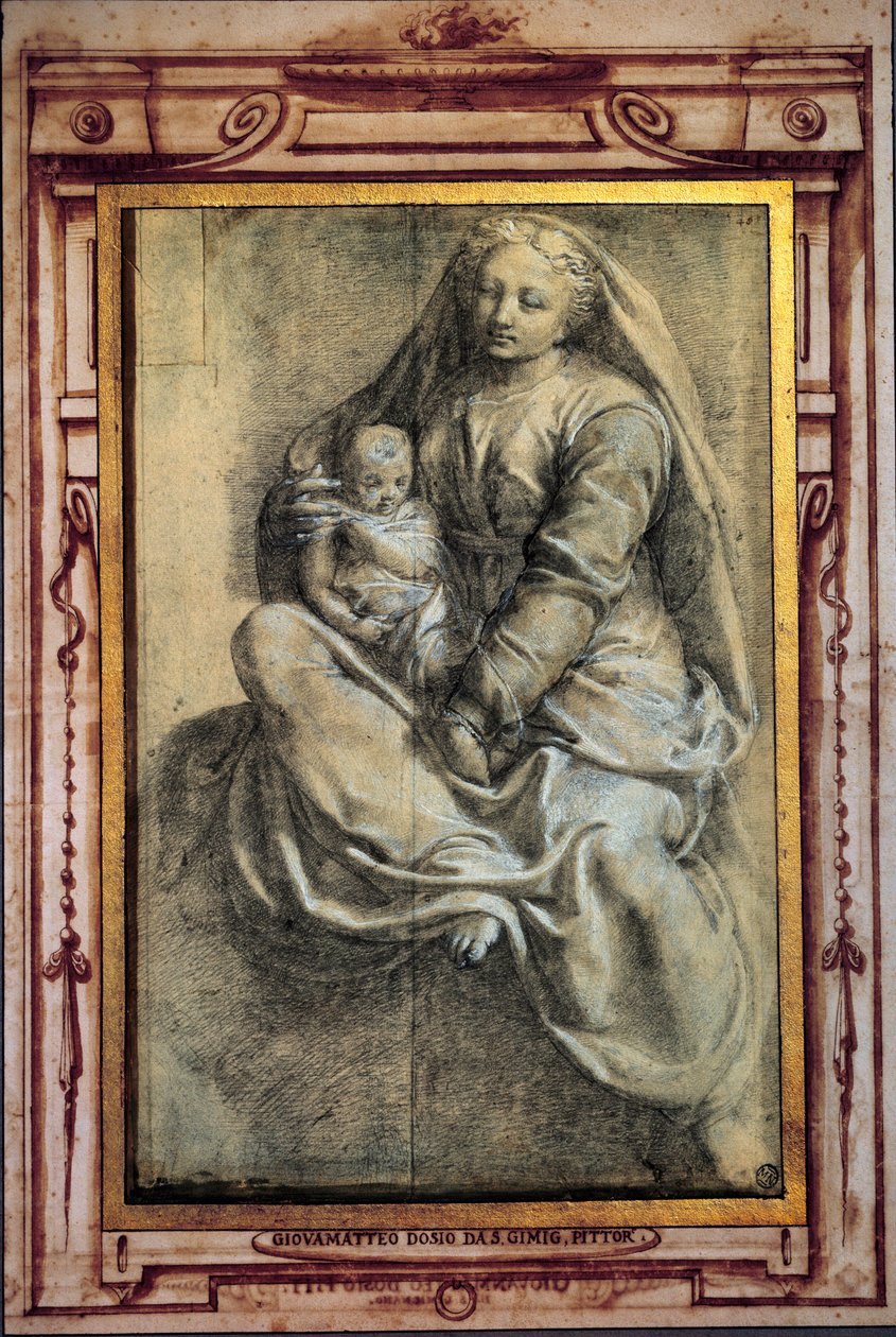 Virgen y Niño Lavis por Giovanni Antonio Dosi (1533-1610) Siglo XVI. París, Museo del Louvre de Giovanantonio Dosio