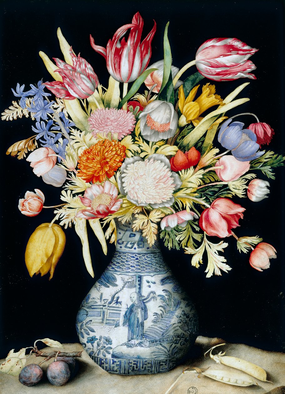 Jarrón de porcelana china con flores de Giovanna Garzoni