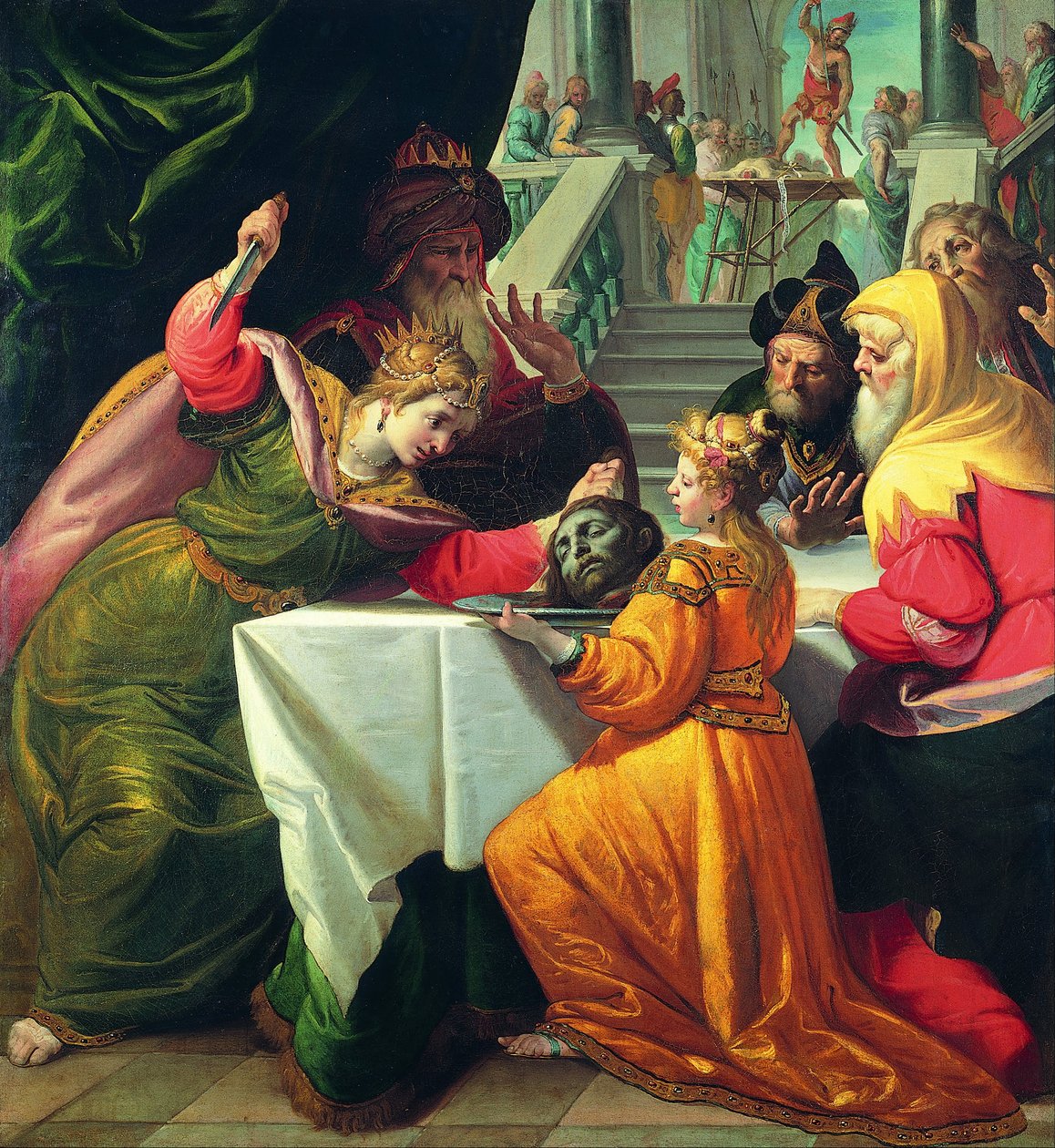 Herodías presentada con la cabeza del Bautista por Salomé de Giovanni Andrea Ansaldo