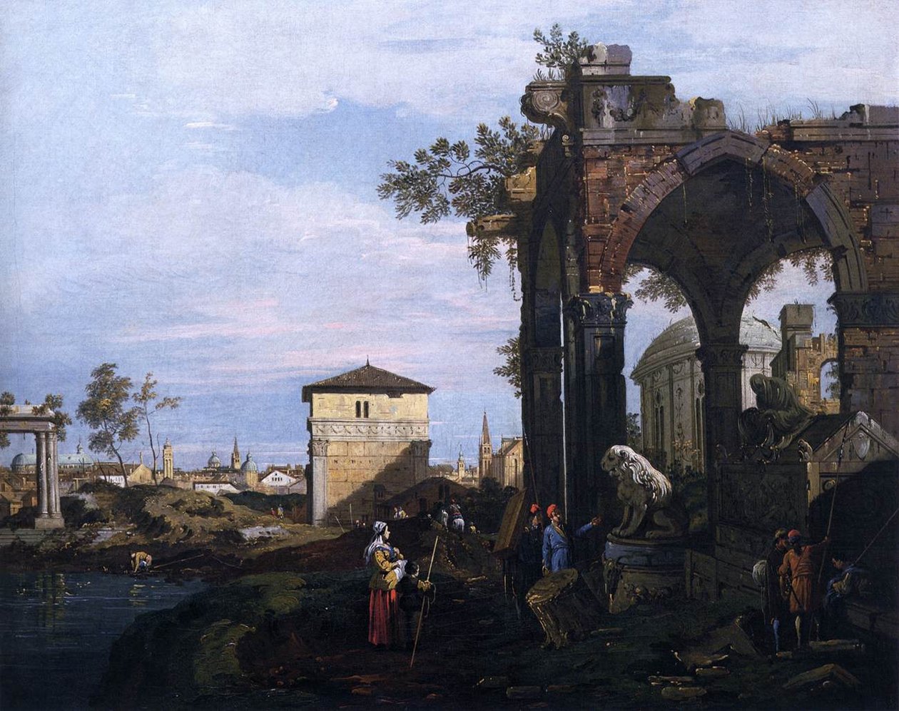 Capricho con ruinas y Porta Portello, Padua de Giovanni Antonio Canal