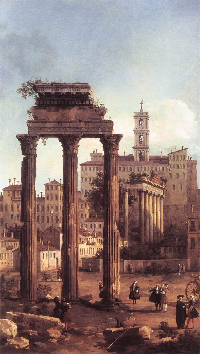 Roma: Ruinas del Foro, mirando hacia el Capitolio de Giovanni Antonio Canal